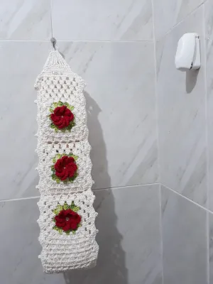 Porta Papel Higiênico em Crochê Flor - 3 Rolos