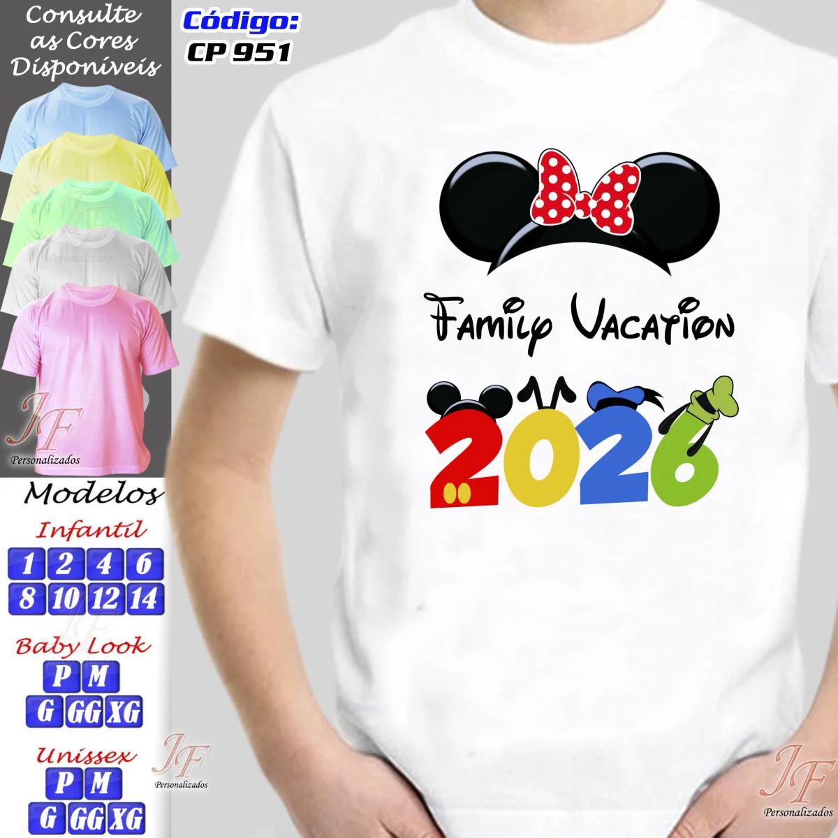 Camisetas Personalizadas Viagem em Família | 04 Unidades | Trip Vacation Disney