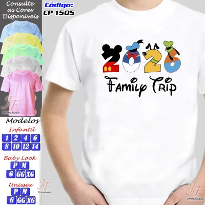 Camisetas Personalizadas Viagem em Família | 07 Unidades | Trip Vacation Disney