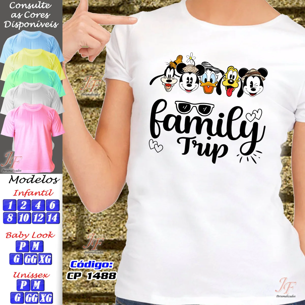 Camisetas Personalizadas Viagem em Família | 08 Unidades | Trip Vacation Disney - Imagem 1