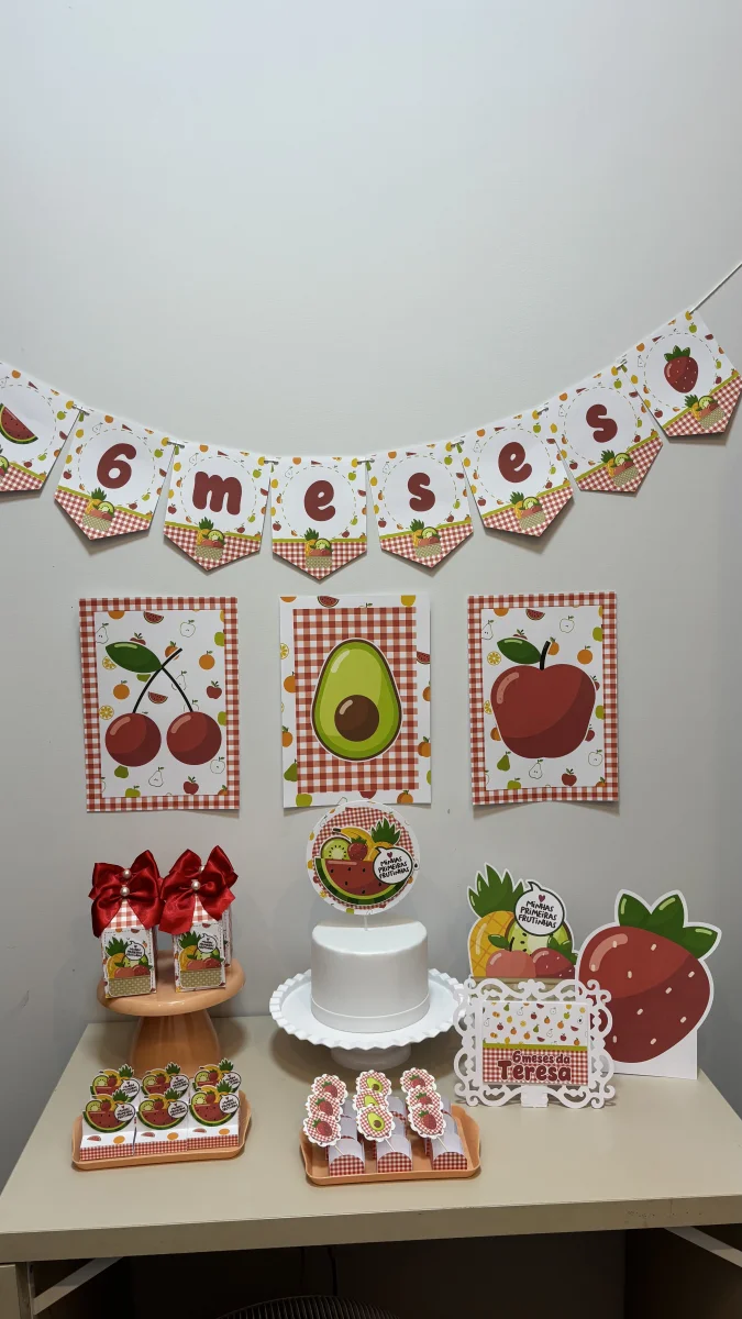 Kit festa personalizado só um bolinho tema frutinhas - personalizo em todos os temas - Imagem 1