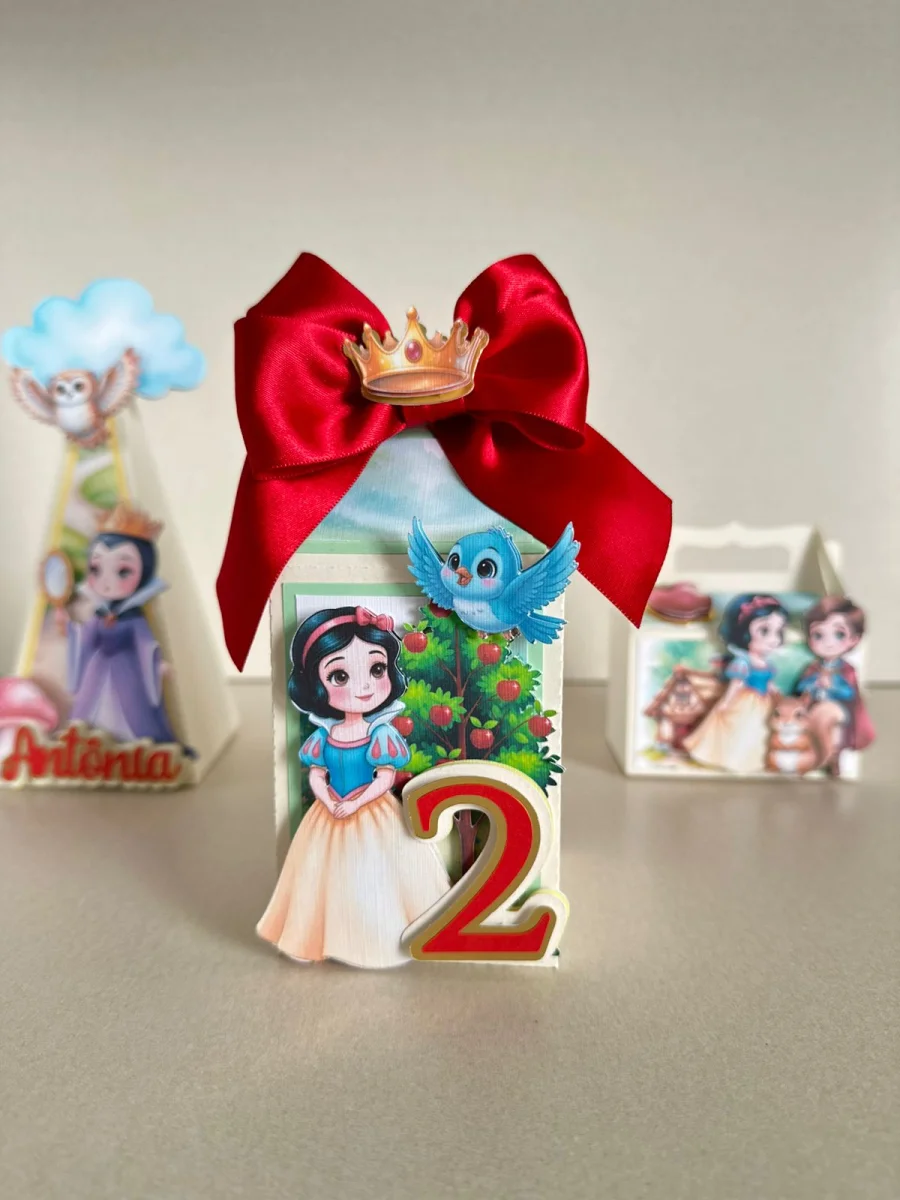 Kit Essencial Branca de Neve Luxo 12 Peças | Caixas Personalizadas para Festa Infantil - Imagem 1