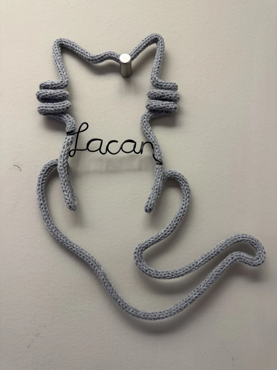 Par de gatos em tricotin com nomes personalizados em arame - Imagem 6