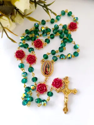 Terço Nossa Senhora de Guadalupe com Flores 3D