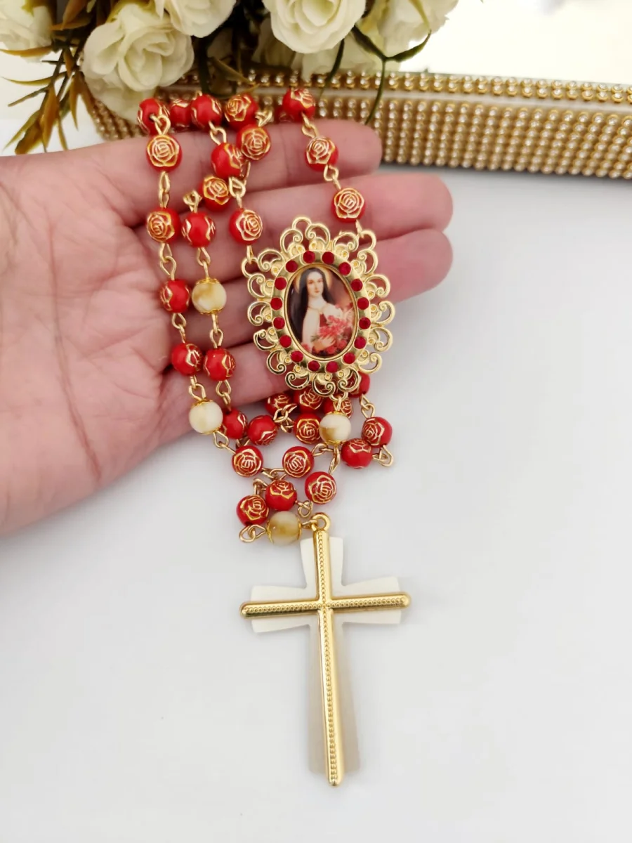 Terço de Santa Teresinha com Strass - Imagem 1