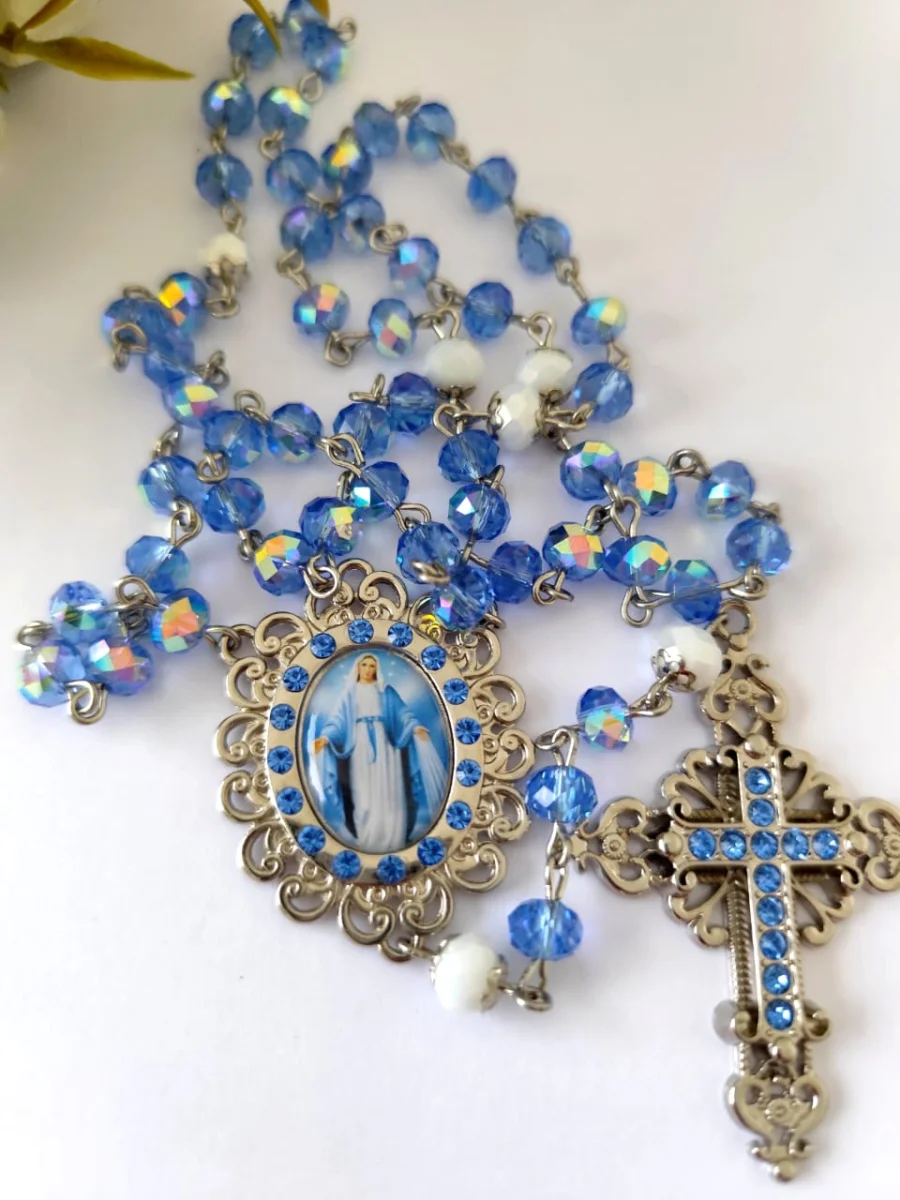 Terço Nossa Senhora das Graças com Strass - Imagem 1