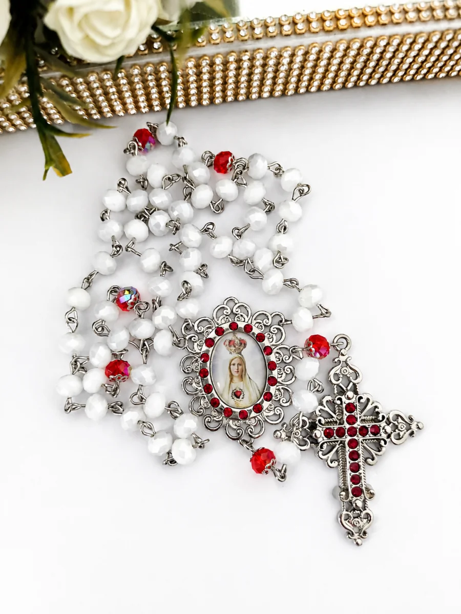 Terço Nossa Senhora de Fátima com Strass - Imagem 1