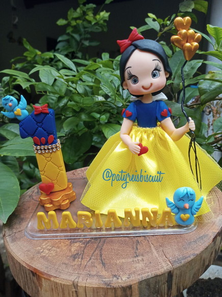 Vela Topo de Bolo Branca de Neve