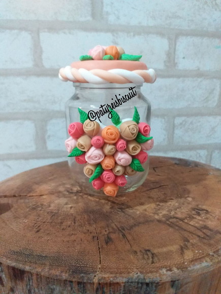 Pote Decorado Coração de Rosas