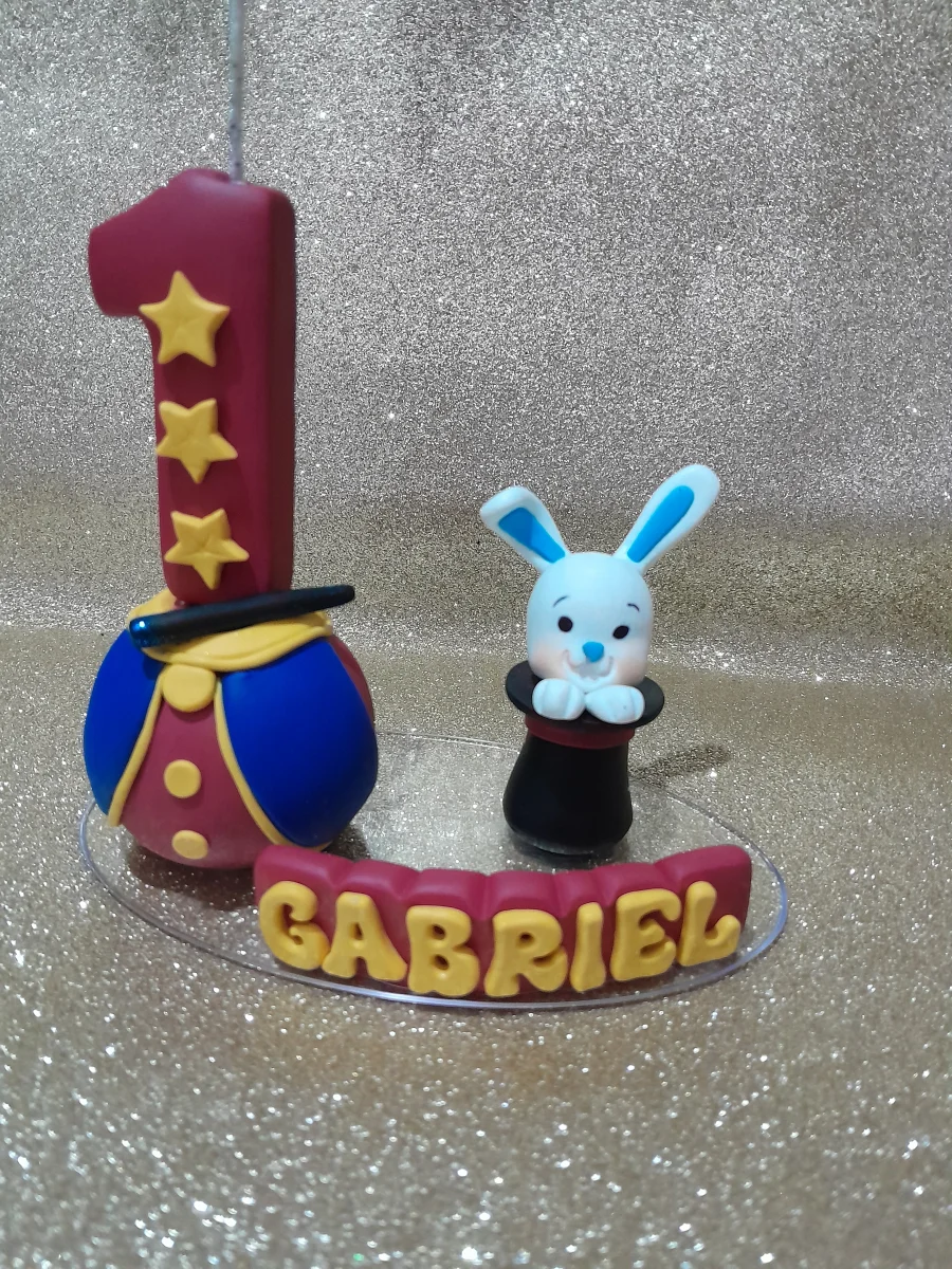Vela tema circo menino em biscuit - Imagem 2