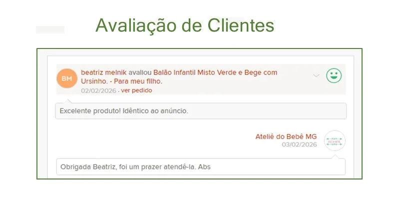 Balão Infantil Misto Verde, Bege e Branco ( 01 Unidade ) - Imagem 8
