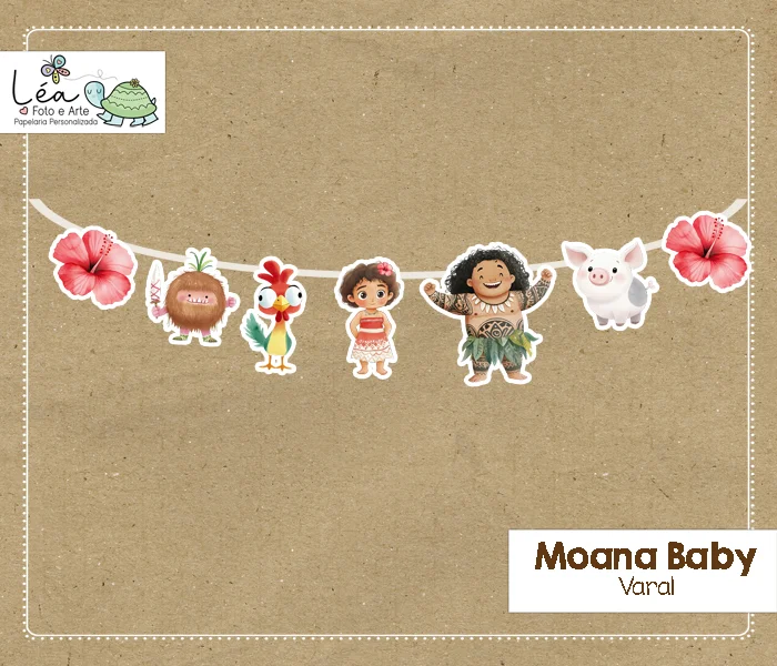 Varal Festa Tema Moana Baby - Imagem 1