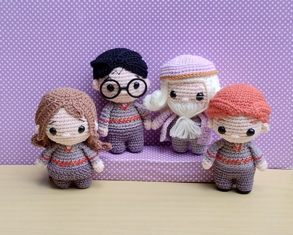Coleção Harry Potter com 4 Personagens Amigurumi