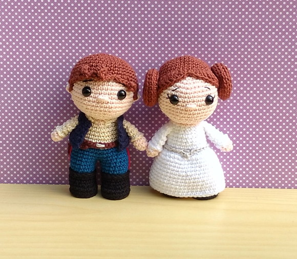 Kit Han Solo e Princesa Leia Amigurumi