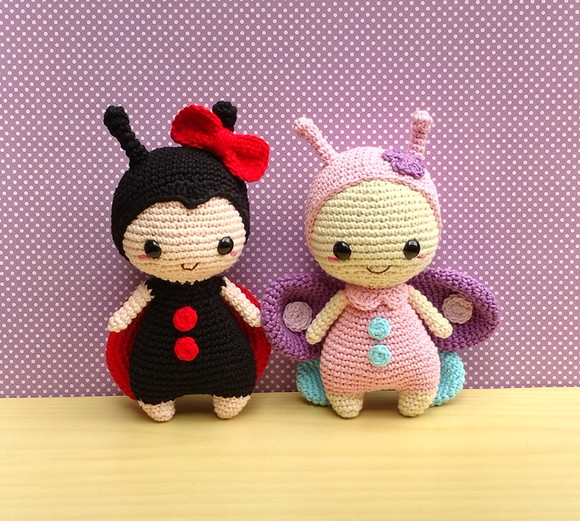 Kit Joaninha e Borboleta Amigurumi