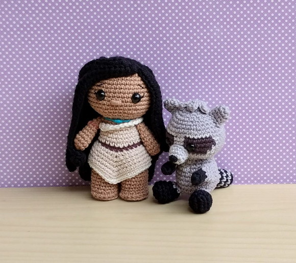 Kit Pocahontas e Meeko Amigurumi