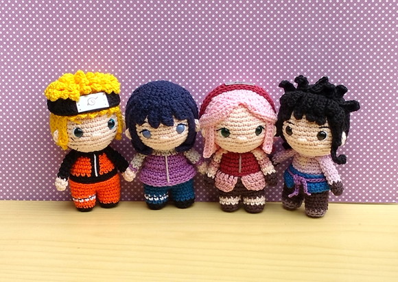 Sakura, Sasuke, Hinata e Naruto Amigurumi **pronta Entrega*