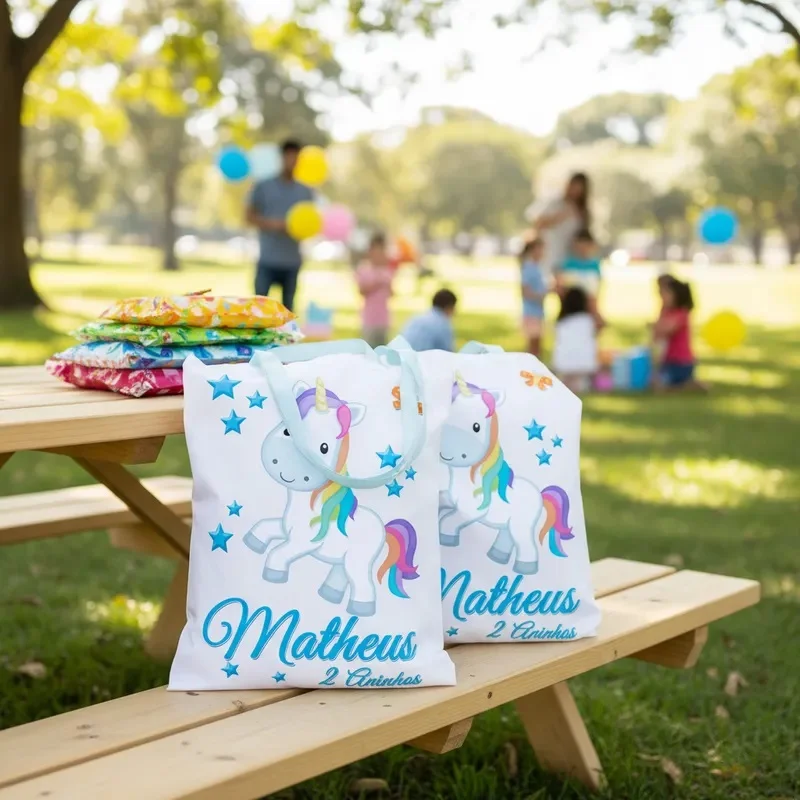 Bolsinhas Unicórnio Personalizadas | 10 Unidades | Ecobag Sacolinha - Imagem 6