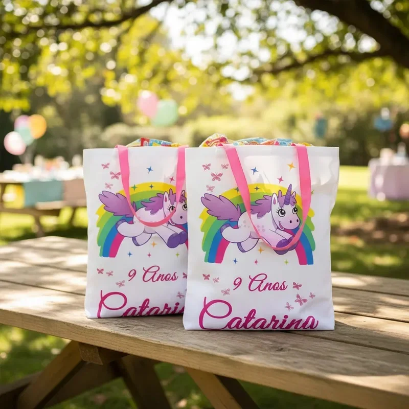 Bolsinhas Unicórnio Personalizadas | 10 Unidades | Ecobag Sacolinha - Imagem 3