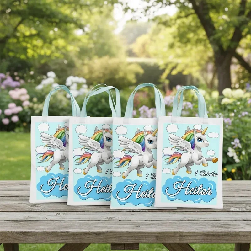 Bolsinhas Unicórnio Personalizadas | 10 Unidades | Ecobag Sacolinha - Imagem 7
