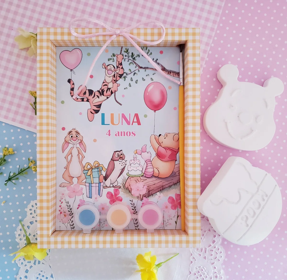 Lembrancinha aniversario Kit pintura em gesso ursinho pooh - Imagem 1