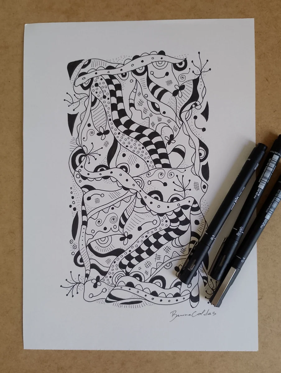 Arte Abstrata Original em Nanquim A4 para Decoração de Ambientes e Quadros - Imagem 3