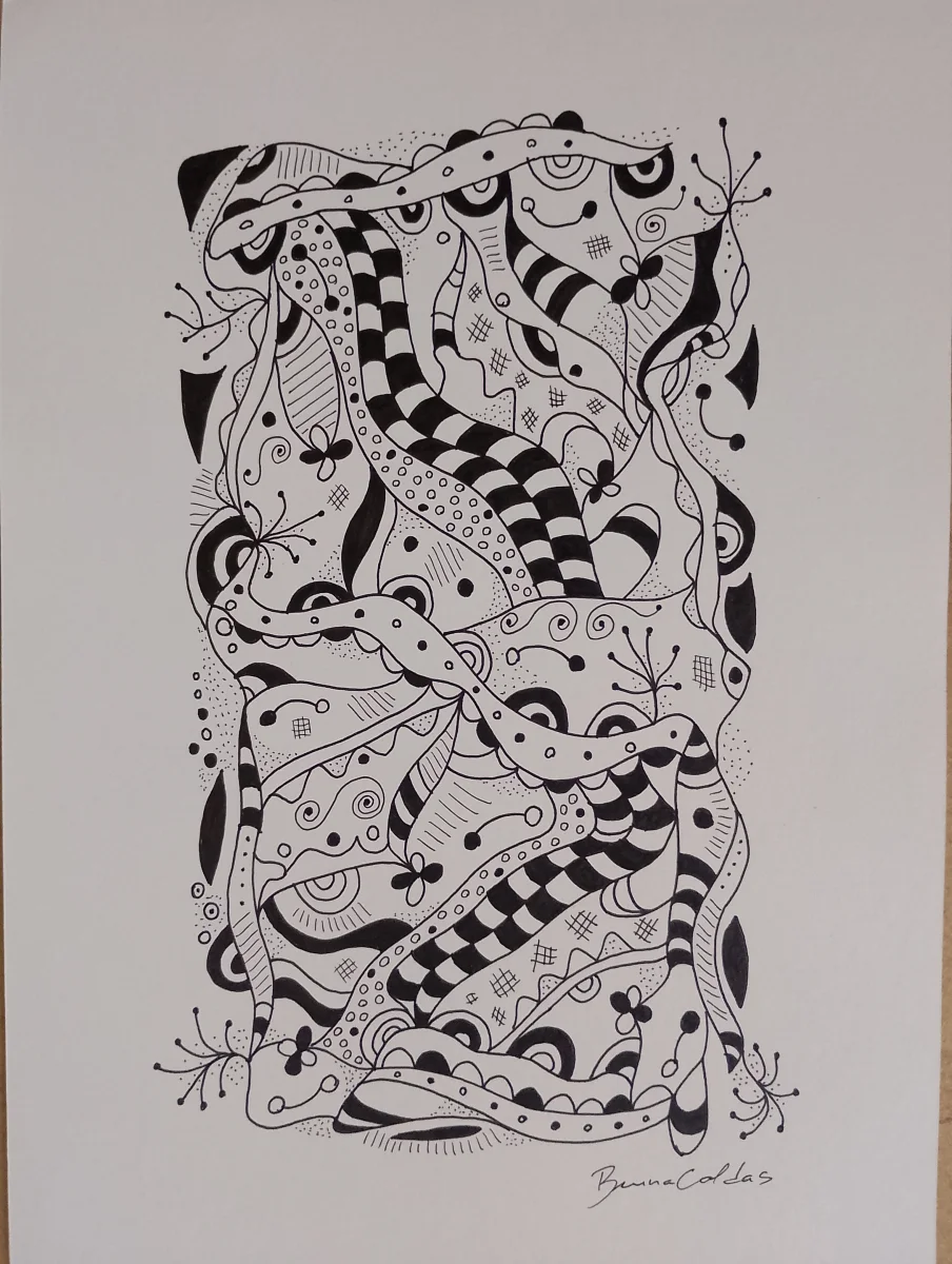 Arte Abstrata Original em Nanquim A4 para Decoração de Ambientes e Quadros - Imagem 4