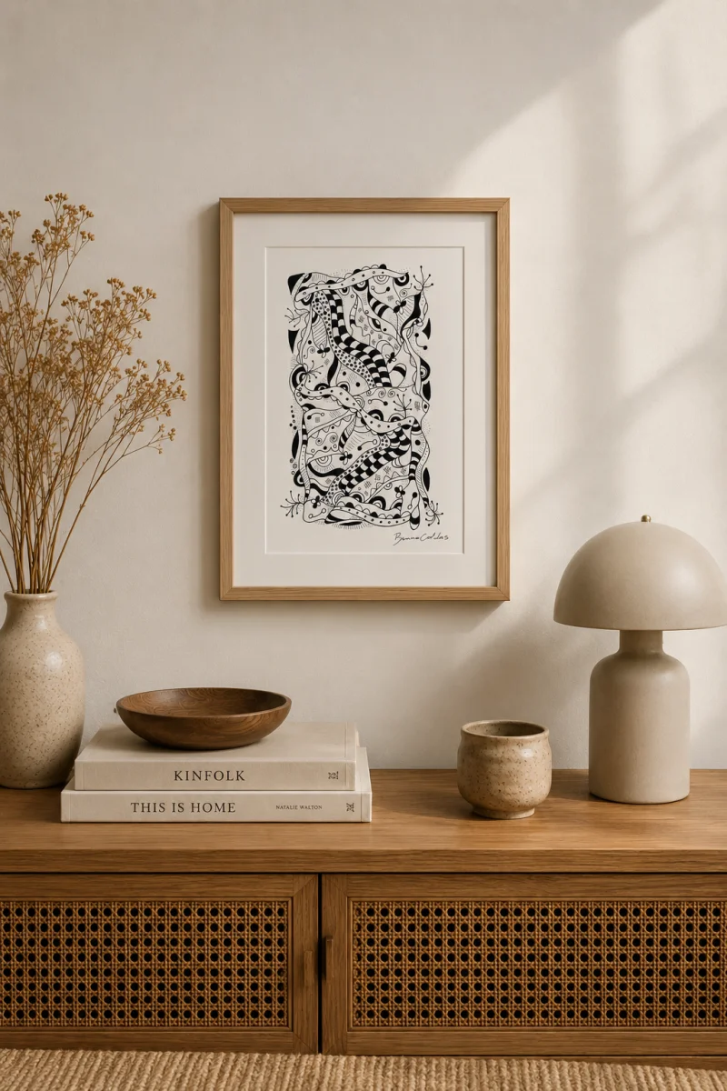 Arte Abstrata Original em Nanquim A4 para Decoração de Ambientes e Quadros - Imagem 1