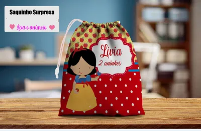 Saquinho Surpresa Personalizado para lembrancinhas infantil Branca de Neve Cute