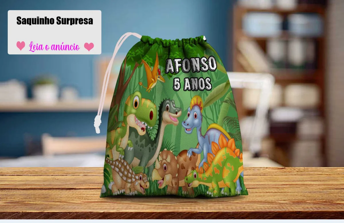 Saquinho Surpresa Personalizado para lembrancinhas infantil Dinossoauros - Imagem 3