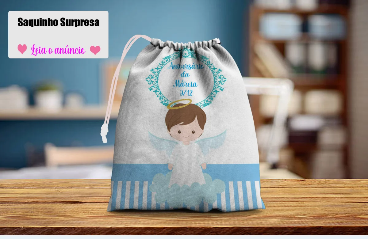Saquinho Surpresa Personalizado para lembrancinhas infantil Nascimento /Batizado - Imagem 3