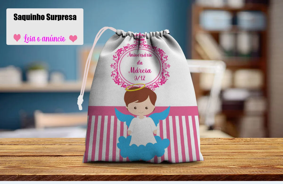 Saquinho Surpresa Personalizado para lembrancinhas infantil Nascimento /Batizado - Imagem 1