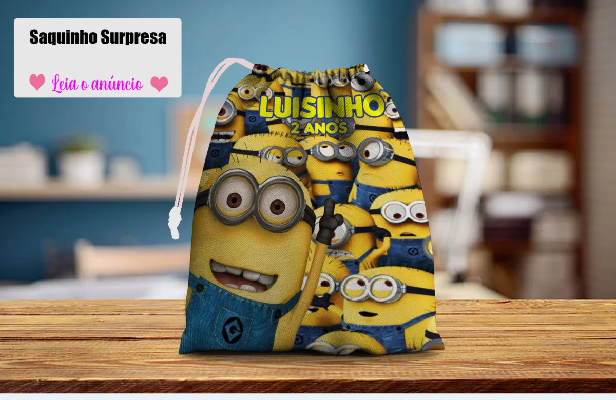 Saquinho Surpresa Personalizado para lembrancinhas infantil dos Minions - Imagem 1