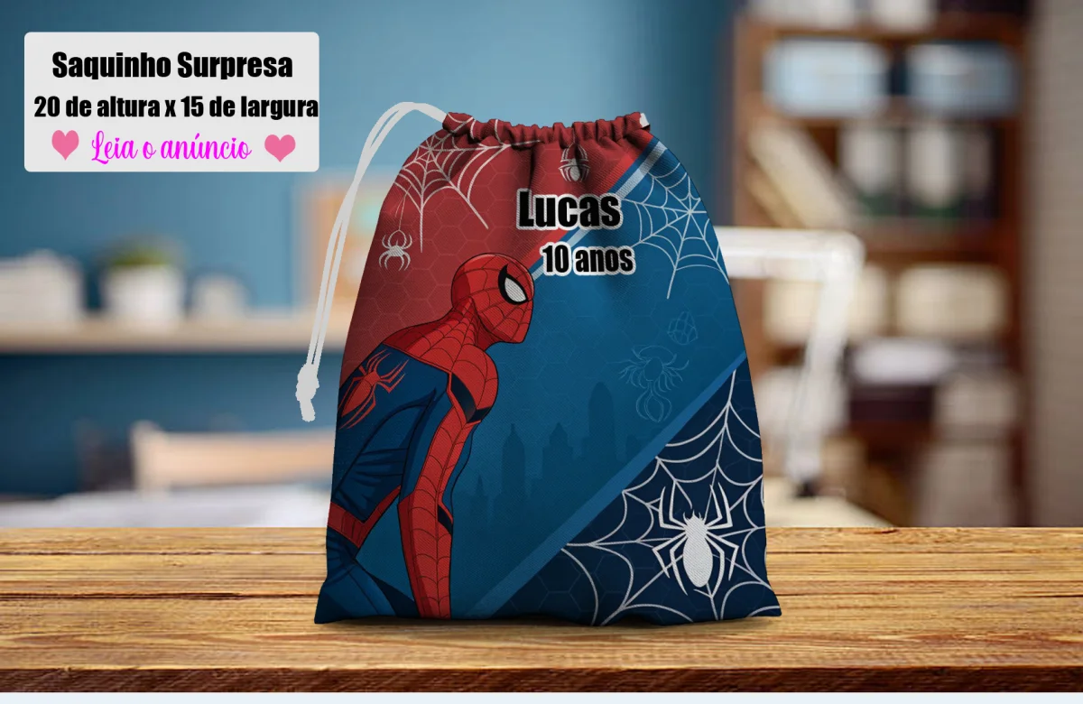 Saquinho Surpresa Personalizado para lembrancinhas infantil Homem Aranha - Imagem 2
