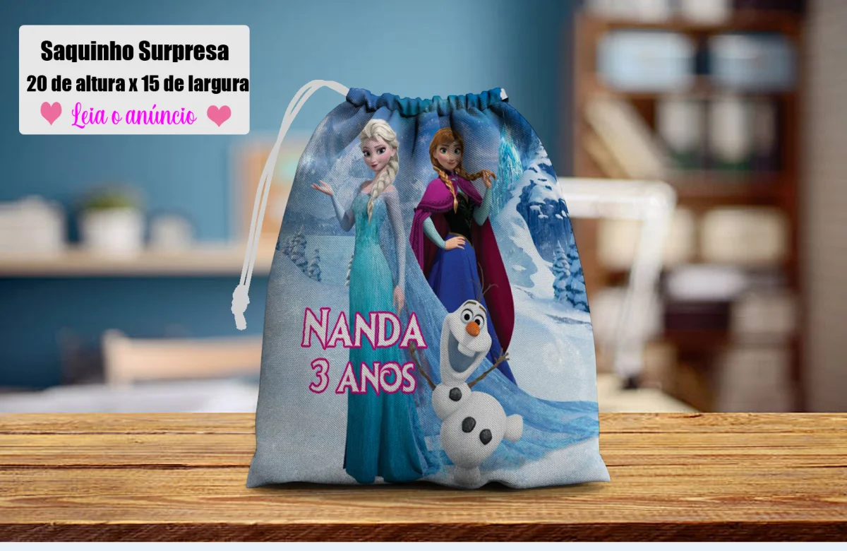 Saquinho Surpresa Personalizado para lembrancinhas infantil Frozen Ana e Elza - Imagem 3