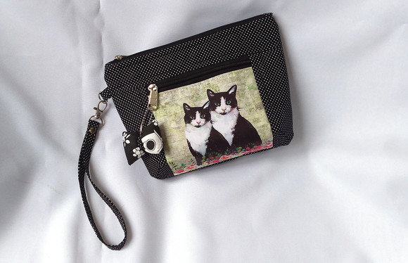 126. Necessaire em Tecido com Estampa de Gatos - Imagem 2