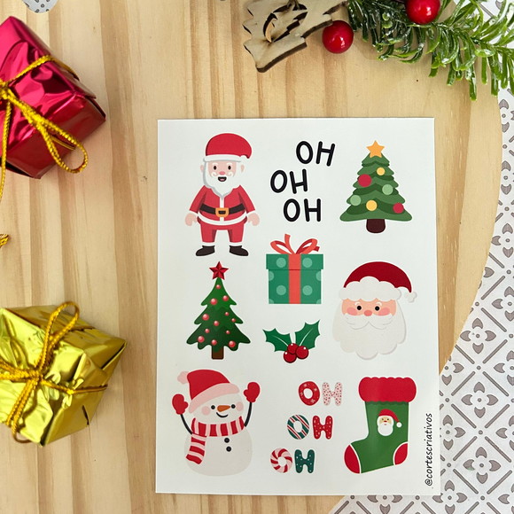 Tatuagem Temporária Natal - Cartela