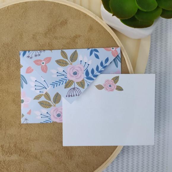 Cartão e Envelope Floral - 10 Unidades