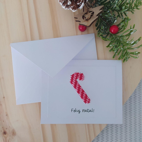 Cartão de Natal Bordado - 5 Unidades