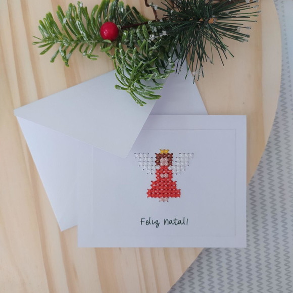 Cartão de Natal Bordado - 5 Unidades