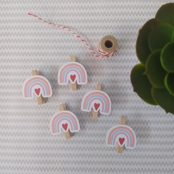 Mini Pregadores Personalizados - Arco Íris Boho