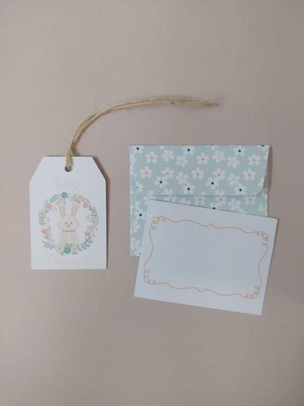 Kit Páscoa: Tag + Envelope + Cartão + Barbante