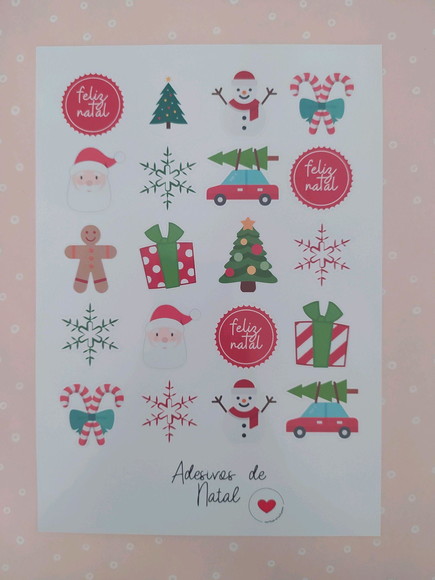 Cartela de Adesivos de Natal - 2 Unidades