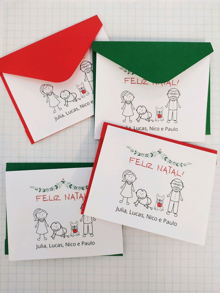 Cartões de Natal - Família - 10 Unidades