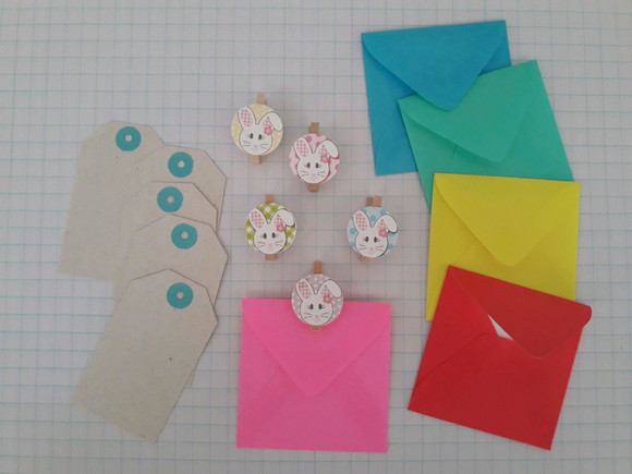 Kit: mini envelope + tag + mini prendedor