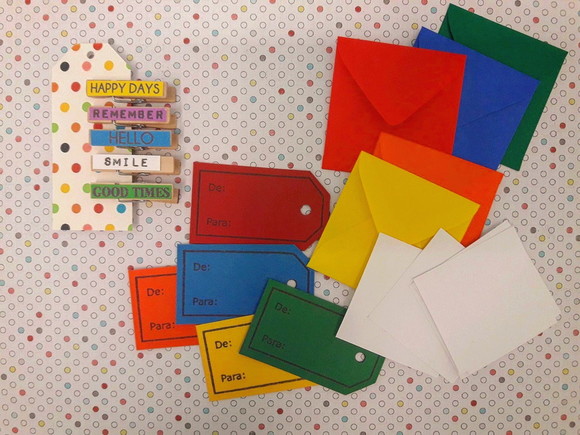Kit: Mini Envelope + Tag + Mini Prendedor