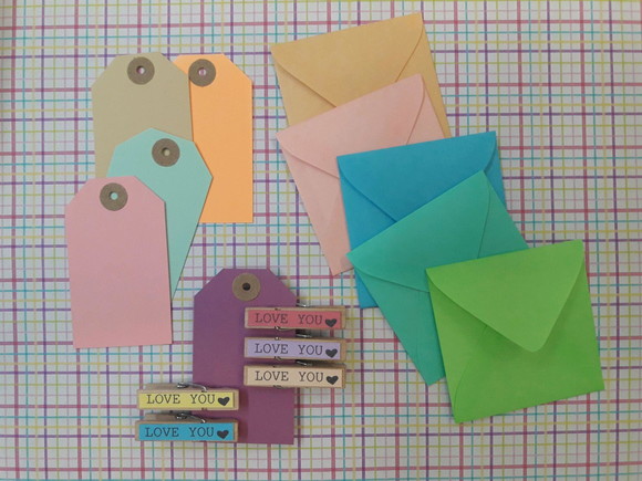 Kit: mini envelope + tag + mini prendedor