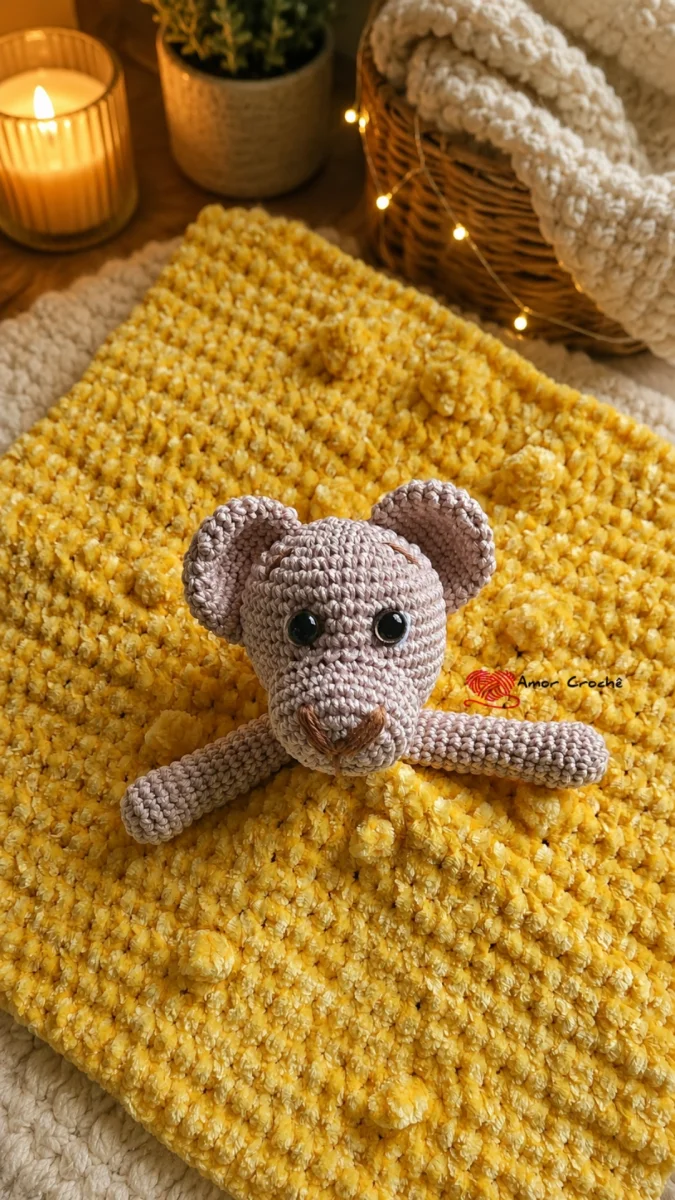 Manta para Bebês Naninha de Apego Pelúcia para Bebê em Crochê Amigurumi Naninha - Imagem 5