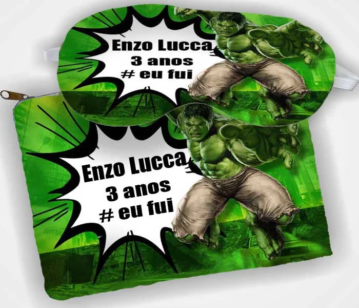 Kit Necessaire e Mascara de Dormir para lembrancinhas do Incrível Hulk - Imagem 1