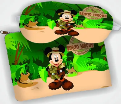 Kit Necessaire e Mascara de Dormir para lembrancinhas Mickey Safari